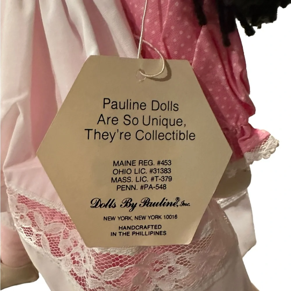 VINTAGE 1983‎ DOLL BY PAULINE BJONNESS JACOBSEN PINK DRESS PINAFORE 19” LYNN